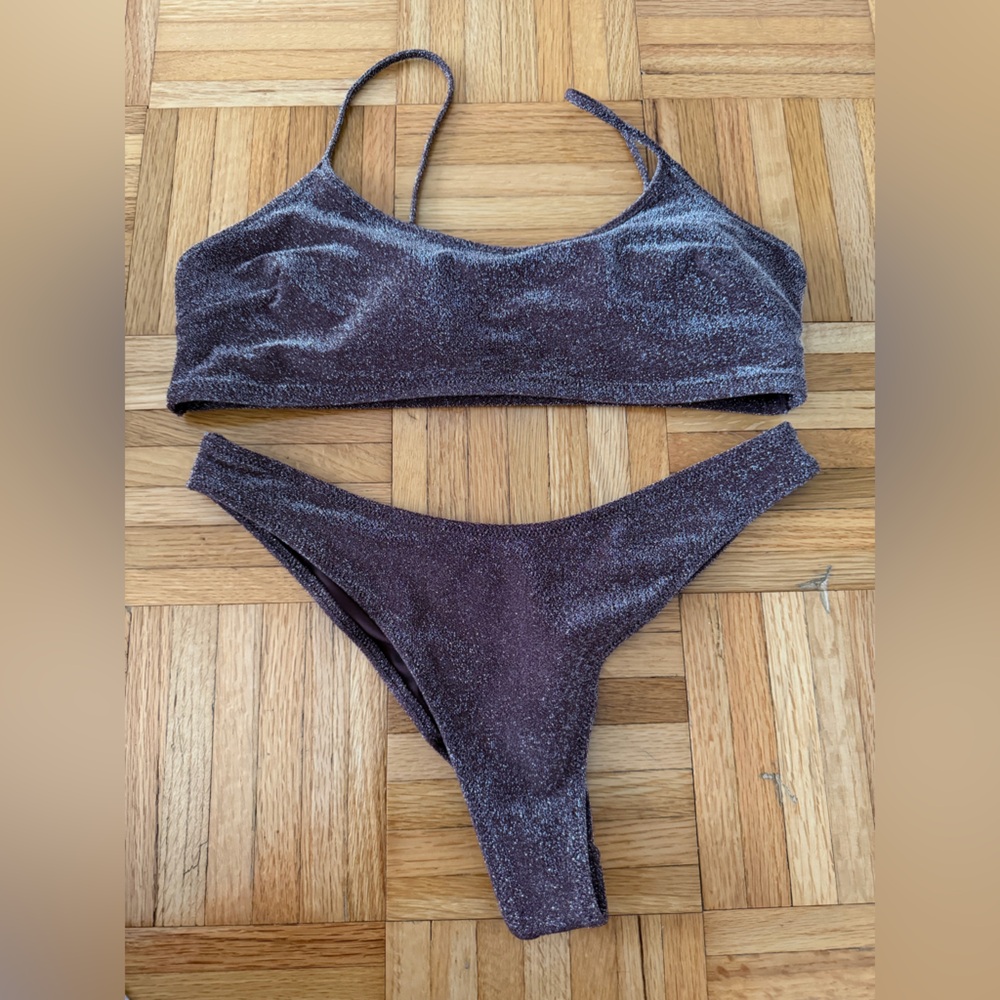H&M Brown Shimmery Bandeau Bikini Set
